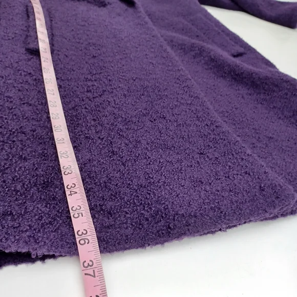 EMME Marella Women Boucle Coat Size M Wool Blend Long Sleeve Pockets In Purple